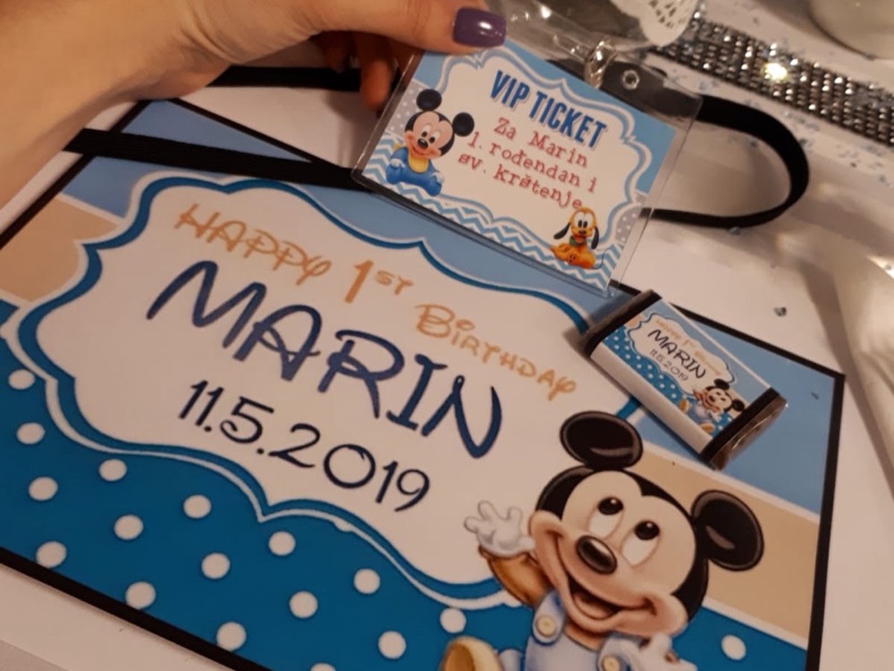 Einladung als Ticket zum ersten Geburtstag von Marin
